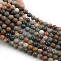 Perles en jaspe image, jaspe de photo, Rond, poli, DIY, couleurs mélangées, Vendu par 38 cm brin