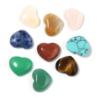 Gemstone díszítőszegecs, Természetes kő, Szív, több színt a választás, 15x18mm, 5PC-k/Bag, Által értékesített Bag