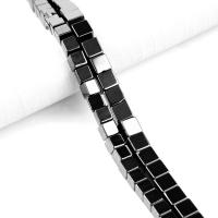 Perles hématite magnétique, cube, poli, DIY, noire, Longueur 38 cm, Vendu par PC