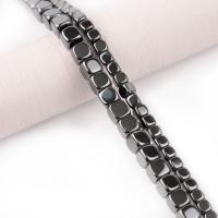 Perles hématite magnétique, cube, poli, DIY, noire, Vendu par 38 cm brin