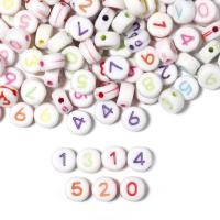 Grânulos acrílicos de alfabeto, acrilico, Roda, DIY & com padrão de número & com padrão de carta, Mais cores pare escolha, 100PCs/Bag, vendido por Bag
