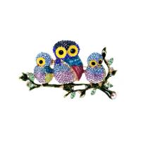 Rhinestone Brooch Zinc Alloy Owl plated for woman & with rhinestone Sold By PC