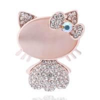 Cats Eye Brooch Zinc Alloy with Cats Eye rose gold color plated for woman & with rhinestone nickel lead & cadmium free Sold By PC