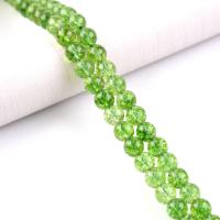 Perline di quarzo crackle, quarzo scoppiettante, Cerchio, DIY, verde, Venduto per 38 cm filo