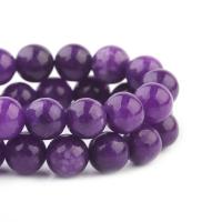 Luonnollinen Charoite helmiä, Pyöreä, kiiltävä, tee-se-itse, violetti, Myyty Per 38 cm Strand