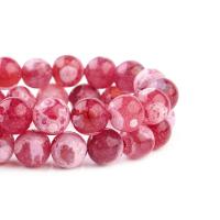 Perline naturali agata vena di drago, Cerchio, lucido, DIY, rosso, Lunghezza 38 cm, Venduto da PC