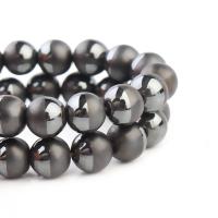 Magnetische Hämatit Perlen, rund, poliert, DIY, schwarz, verkauft per 38 cm Strang