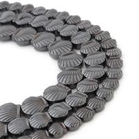 Magnetische Hämatit Perlen, Schale, poliert, DIY, schwarz, verkauft per 38 cm Strang