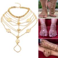 Fashion Toe Anklet Zinc Alloy Star polished multilayer & for woman 135mm Length Approx 8.19 Inch Sold By PC