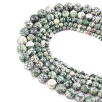 Green Spot Stone Beads, Γύρος, DIY & ματ, πράσινος, Sold Per 38 cm Strand