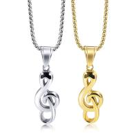 Titanium Steel Necklace with 3mm extender chain Music Note plated box chain & for man Length Approx 23.62 Inch Sold By PC