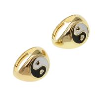 Brass Finger Ring Adjustable & ying yang & for woman & enamel Sold By PC