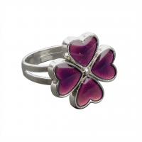 Mood Finger Ring Zinc Alloy Four Leaf Clover Adjustable & for woman & change their color according to the temperature & enamel mixed colors Sold By PC
