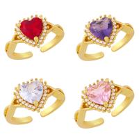 Messing Manchet Finger Ring, plated, Verstelbare & micro pave zirconia & voor vrouw, meer kleuren voor de keuze, 13x5mm, Verkocht door PC