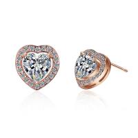 Cubic Zirconia Micro Pave Brass Earring Heart micro pave cubic zirconia & for woman Sold By PC