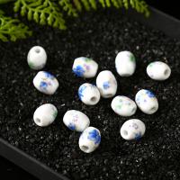 Nyomtatás Porcelán gyöngyök, Ovális, DIY & virágmintás, több színt a választás, 11x10mm, 200PC-k/Bag, Által értékesített Bag