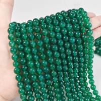 Természetes zöld achát gyöngyök, Kerek, DIY & különböző méretű a választás, zöld, Naponta eladott 38 cm Strand