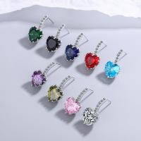 Cubic Zirconia Micro Pave Brass Earring Heart micro pave cubic zirconia & for woman Sold By Pair