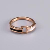 Titanium Steel Finger Ring with Shell rose gold color plated for woman US Ring Sold By PC