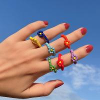 Seedbead Ring Set Daisy 7 pieces & for woman multi-colored nickel lead & cadmium free Sold By Set