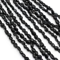 Crna Obsidian perle, Opsidijan, Nepravilan, prirodan, možete DIY, crn, 6-8mm, Prodano Per 38 cm Strand