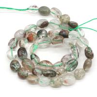 Φυσικό χαλαζία κοσμήματα χάντρες, Πράσινο χαλαζία Phantom, Ακανόνιστη, φυσικός, DIY, μικτά χρώματα, 6-8mm, Sold Per 38 cm Strand