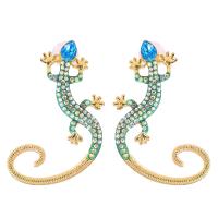 Zinc Alloy Stud Earring Lizard fashion jewelry & for woman & with rhinestone nickel lead & cadmium free Sold By Pair