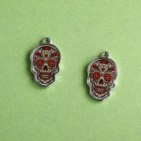 Zinc Alloy Pendant Skull plated Halloween Jewelry Gift mixed colors Sold By Bag