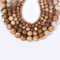 Picture jaspis perler, Picture Jasper, Runde, poleret, du kan DIY, blandede farver, Solgt Per 38 cm Strand