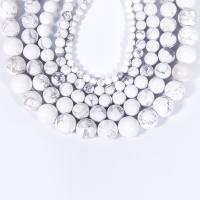 Gemstone Smycken Pärlor, magnesit, Rund, polerad, DIY, vit, Såld Per 38 cm Strand