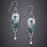 Agate Earring Zinc Alloy with Agate & Plastic Pearl plated fashion jewelry & imitation gemstone & for woman Sold By Pair