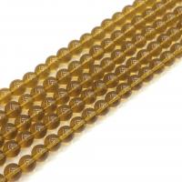 Fashion Glass Beads Round polished DIY yellow Sold Per 38 cm Strand