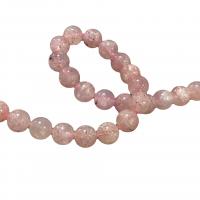 Prirodni kvarc nakit Beads, jagoda kvarc, Krug, uglađen, možete DIY, roze, Grade AAAAA, Prodano Per 38 cm Strand
