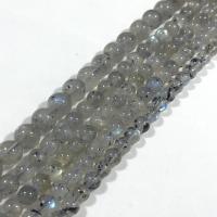 Mondstein Perlen, rund, poliert, DIY, grau, verkauft per 38 cm Strang