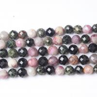 Perles bijoux en pierres gemmes, tourmaline, Rond, fait à la main, DIY & facettes, couleurs mélangées, Vendu par 38 cm brin