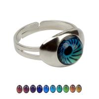 Mood Finger Ring, Tibetan Style, with Glass, plated, Adjustable & for woman & change their color according to the temperature, mixed colors, 11x16mm, 100PCs/Box, Sold By Box