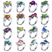 Mood Finger Ring Zinc Alloy plated Adjustable & Unisex & change their color according to the temperature mixed colors 17mm Sold By Box
