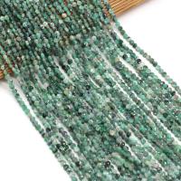 Gemstone Smycken Pärlor, Emerald, Flat Round, DIY & fasetterad, grön, 4mm, Såld Per 38 cm Strand
