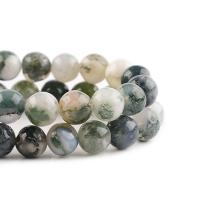 Tree Agate perler, Runde, poleret, du kan DIY, blandede farver, Solgt Per 38 cm Strand