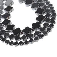 Magnetska hematita perle, Hematit, Četiri Leaf Clover, uglađen, možete DIY, crn, Prodano Per 38 cm Strand