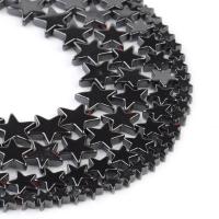 Magnetische Hämatit Perlen, Stern, poliert, DIY, schwarz, verkauft per 38 cm Strang