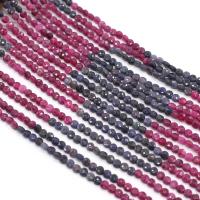 Perles de pierres précieuses mixtes, Pierre naturelle, avec Saphir & Rubis, Plat rond, DIY & facettes, couleurs mélangées, 4mm, Vendu par 38 cm brin
