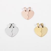 Stainless Steel Couple Pendants Heart polished DIY Sold By PC