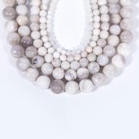 Natural Hullu akaatti helmiä, Pyöreä, kiiltävä, tee-se-itse, valkoinen, Myyty Per 38 cm Strand