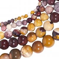 Yolk Stone Beads, Runde, poleret, du kan DIY, blandede farver, Solgt Per 38 cm Strand