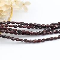 Jaspis Brekzien Perlen, Jaspis Brecciated, oval, poliert, DIY, rot, 6x8mm, verkauft per 38 cm Strang
