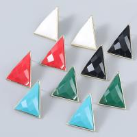 Zinc Alloy Stud Earring with Resin Triangle fashion jewelry & for woman & faceted Sold By Pair