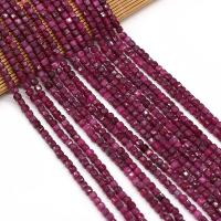 Ruby Beads Cube DIY & faceted fuchsia Sold Per 38 cm Strand