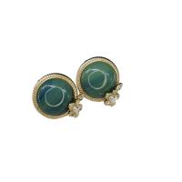 Zinc Alloy Stud Earring with Gemstone & Plastic Pearl gold color plated & for woman Sold By Lot