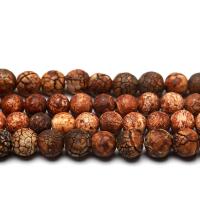 Tree Agate Beads Round brown Length Approx 14.6 Inch Sold By Lot